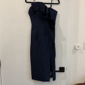 Finders Keepers Navy Midi Ruffled dress XXS
